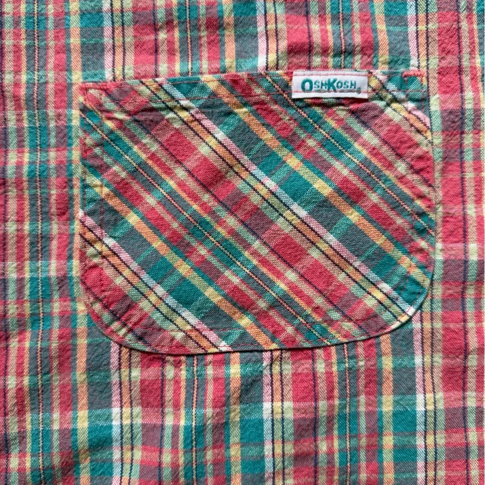 Vintage Osh Kosh B’gosh Plaid Overall Dress in Red and Green Size 6X Tartan